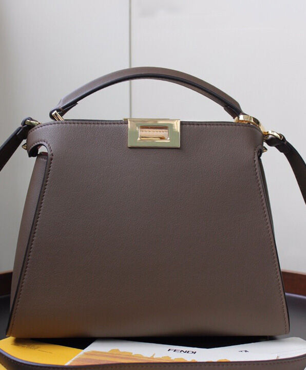 Fendi Peekaboo Iconic Essentially Leather Bag 8BN302 Coffee